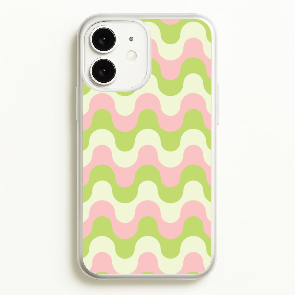 Green And Pink Retro Waves Pattern - Abstract Patterns Phone Case for iPhone 11
