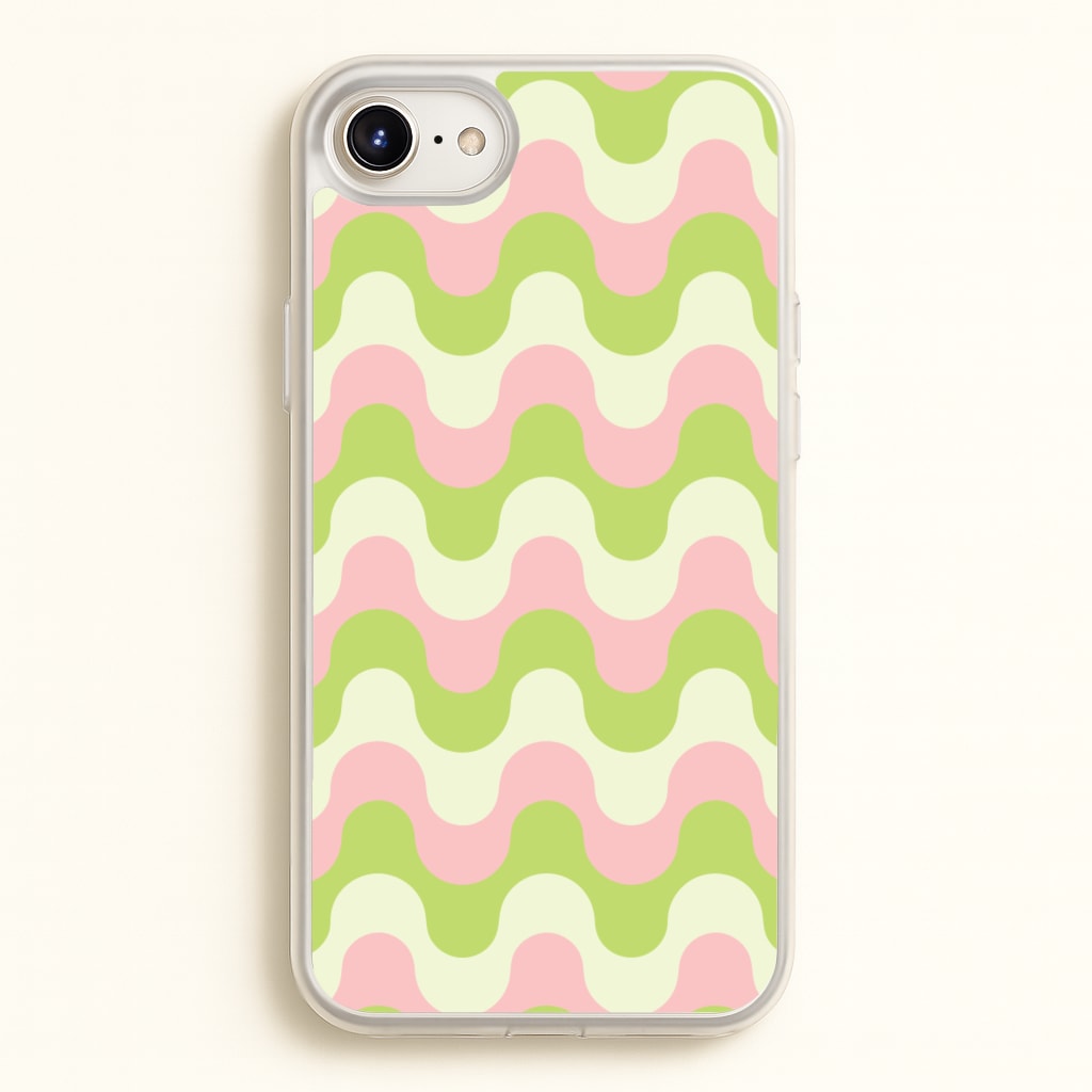 Green And Pink Retro Waves Pattern - Abstract Patterns Phone Case for iPhone 6 / 7 / 8 / SE