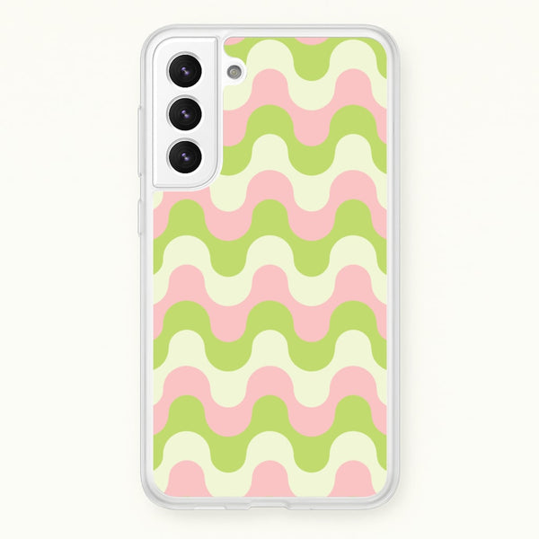 Green And Pink Retro Waves Pattern - Abstract Patterns Phone Case for Galaxy S22