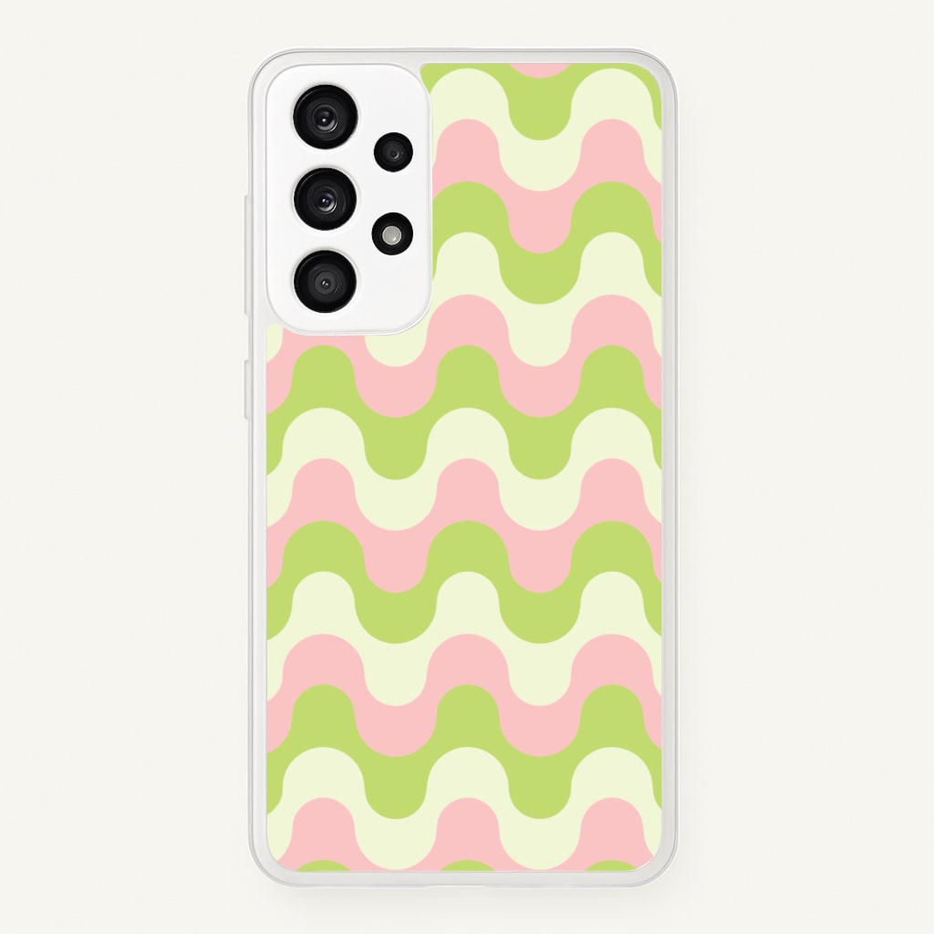 Green And Pink Retro Waves Pattern - Abstract Patterns Phone Case for Galaxy A53