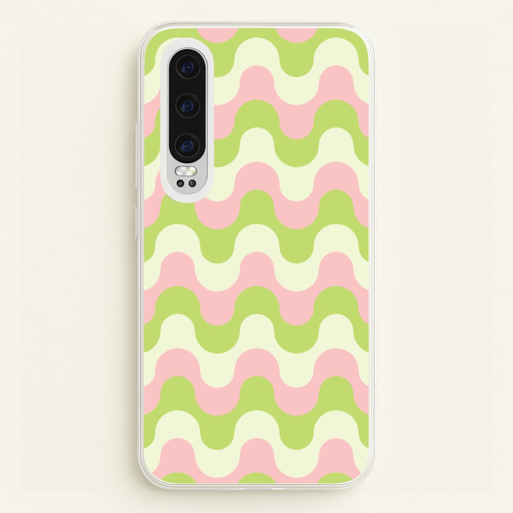Green And Pink Retro Waves Pattern - Abstract Patterns Phone Case for Huawei P30