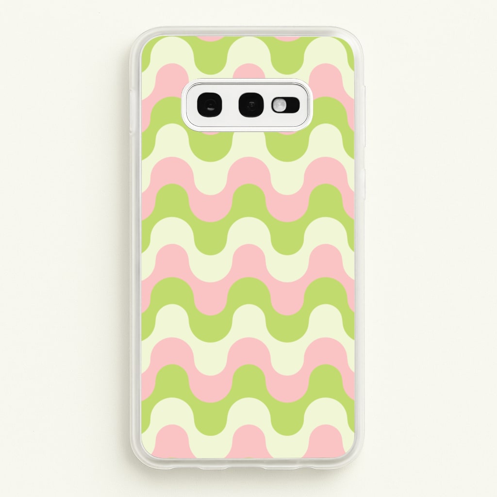 Green And Pink Retro Waves Pattern - Abstract Patterns Phone Case for Galaxy S10e