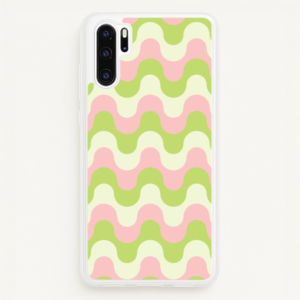 Green And Pink Retro Waves Pattern - Abstract Patterns Phone Case for Huawei P30 Pro
