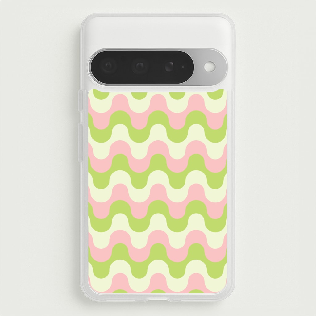 Green And Pink Retro Waves Pattern Phone Case for Google Pixel 10 Pro XL