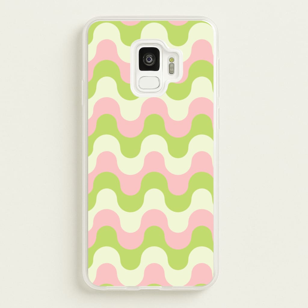 Green And Pink Retro Waves Pattern - Abstract Patterns Phone Case for Galaxy S9