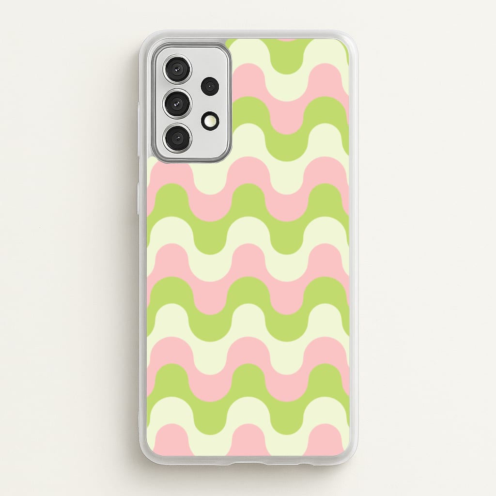 Green And Pink Retro Waves Pattern - Abstract Patterns Phone Case for Galaxy A52 / A52s