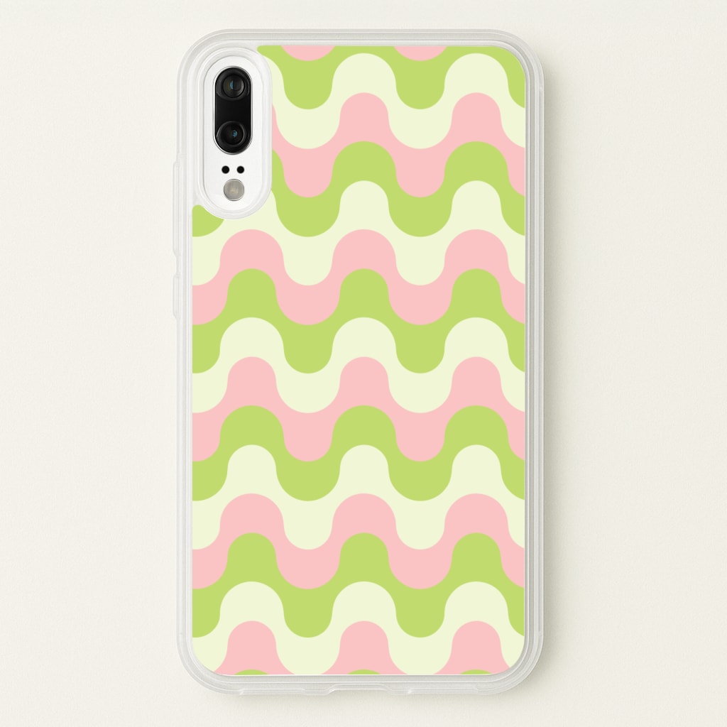 Green And Pink Retro Waves Pattern - Abstract Patterns Phone Case for Huawei P20