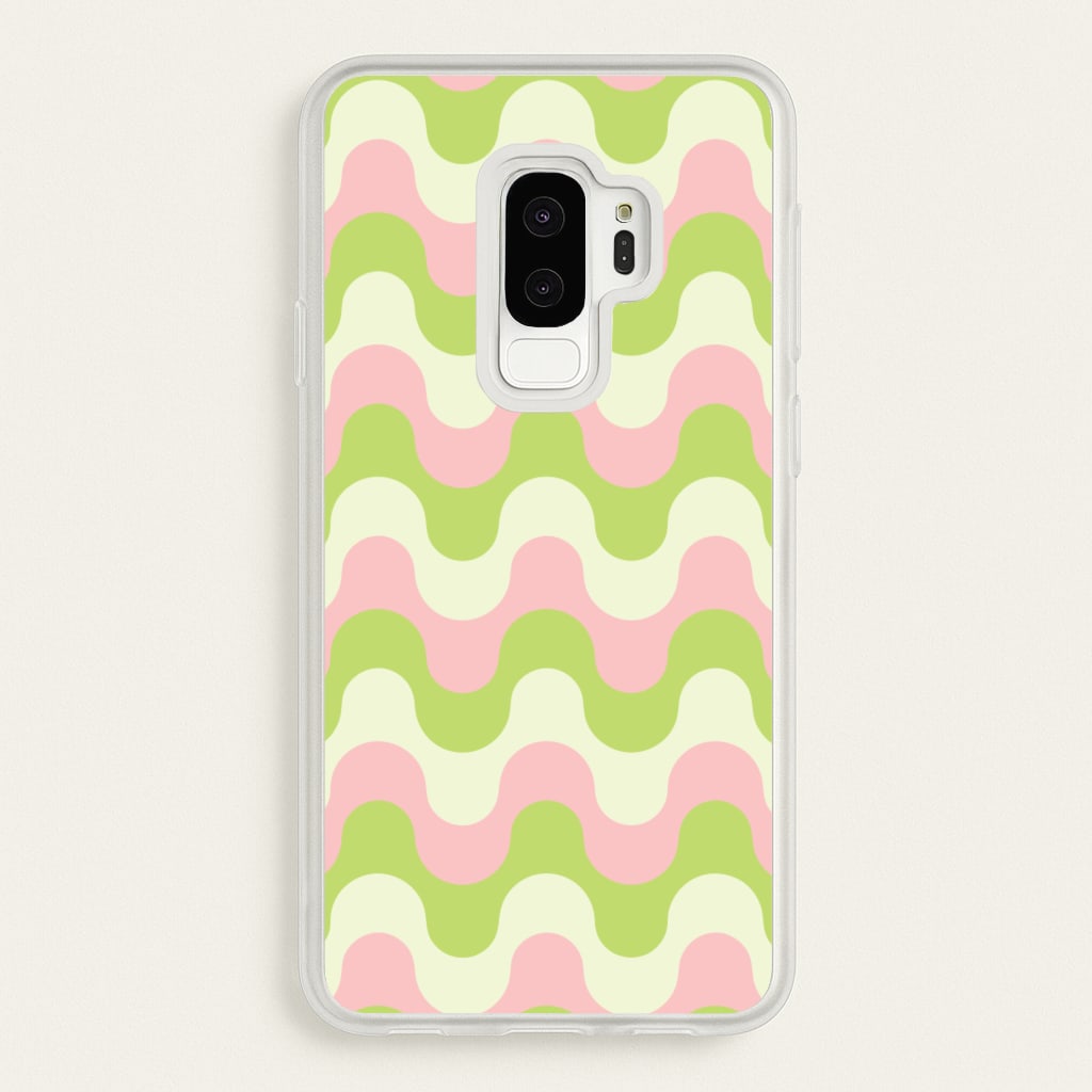 Green And Pink Retro Waves Pattern - Abstract Patterns Phone Case for Galaxy S9 Plus