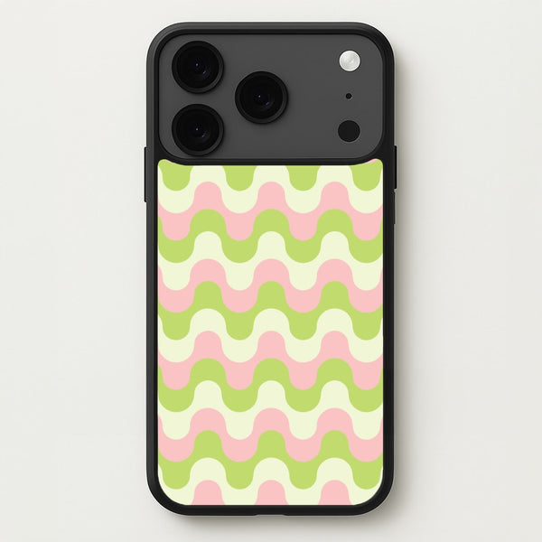 Green And Pink Retro Waves Pattern Phone Case for iPhone 17 Pro