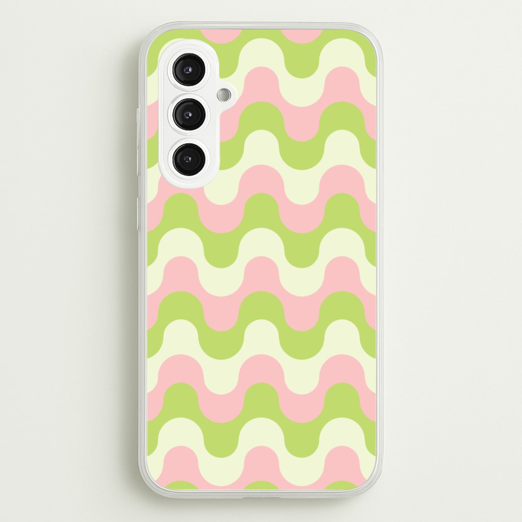 Green And Pink Retro Waves Pattern - Abstract Patterns Phone Case for Galaxy S23FE