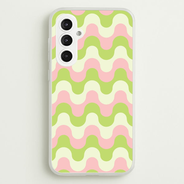 Green And Pink Retro Waves Pattern - Abstract Patterns Phone Case for Galaxy S23FE