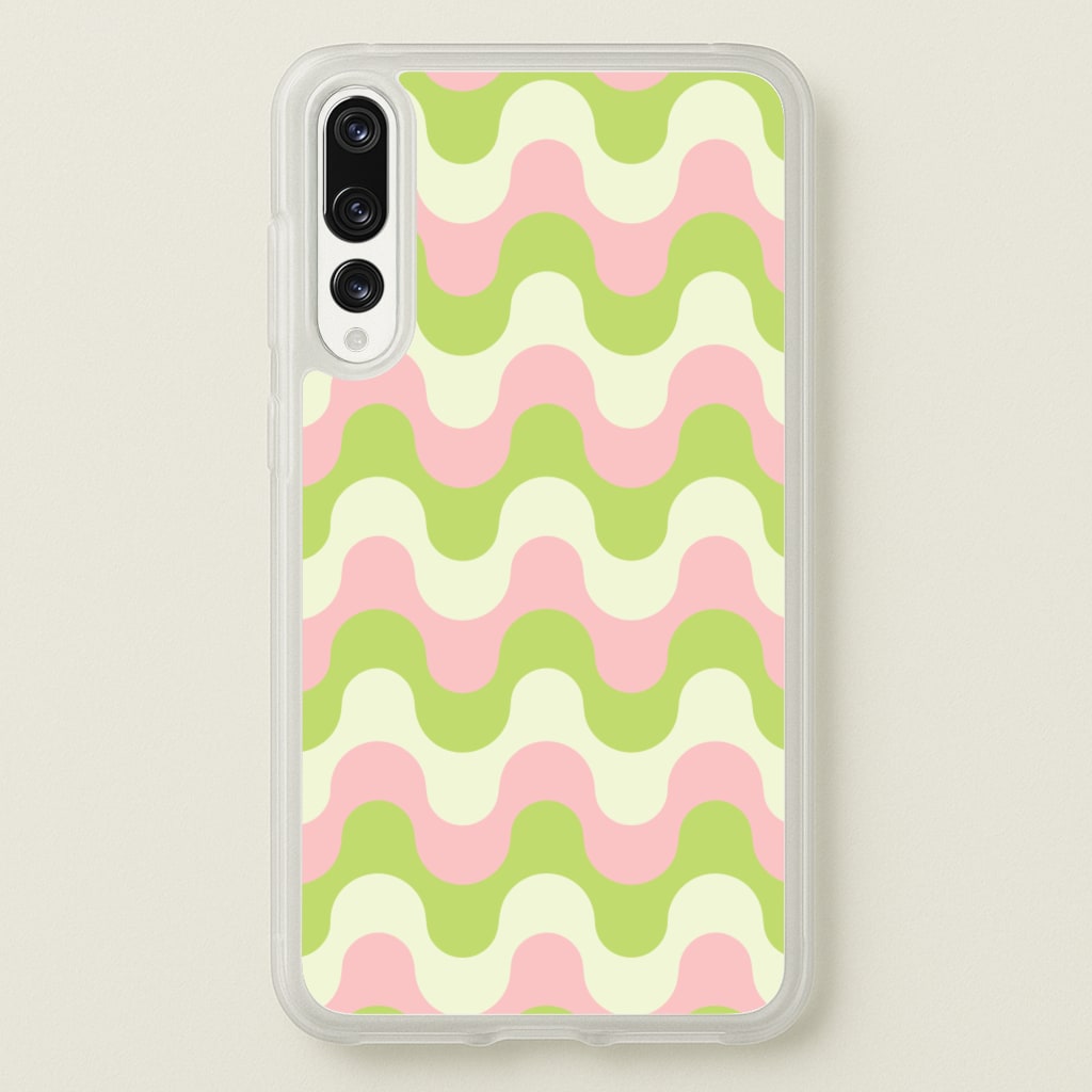Green And Pink Retro Waves Pattern - Abstract Patterns Phone Case for Huawei P20 Pro