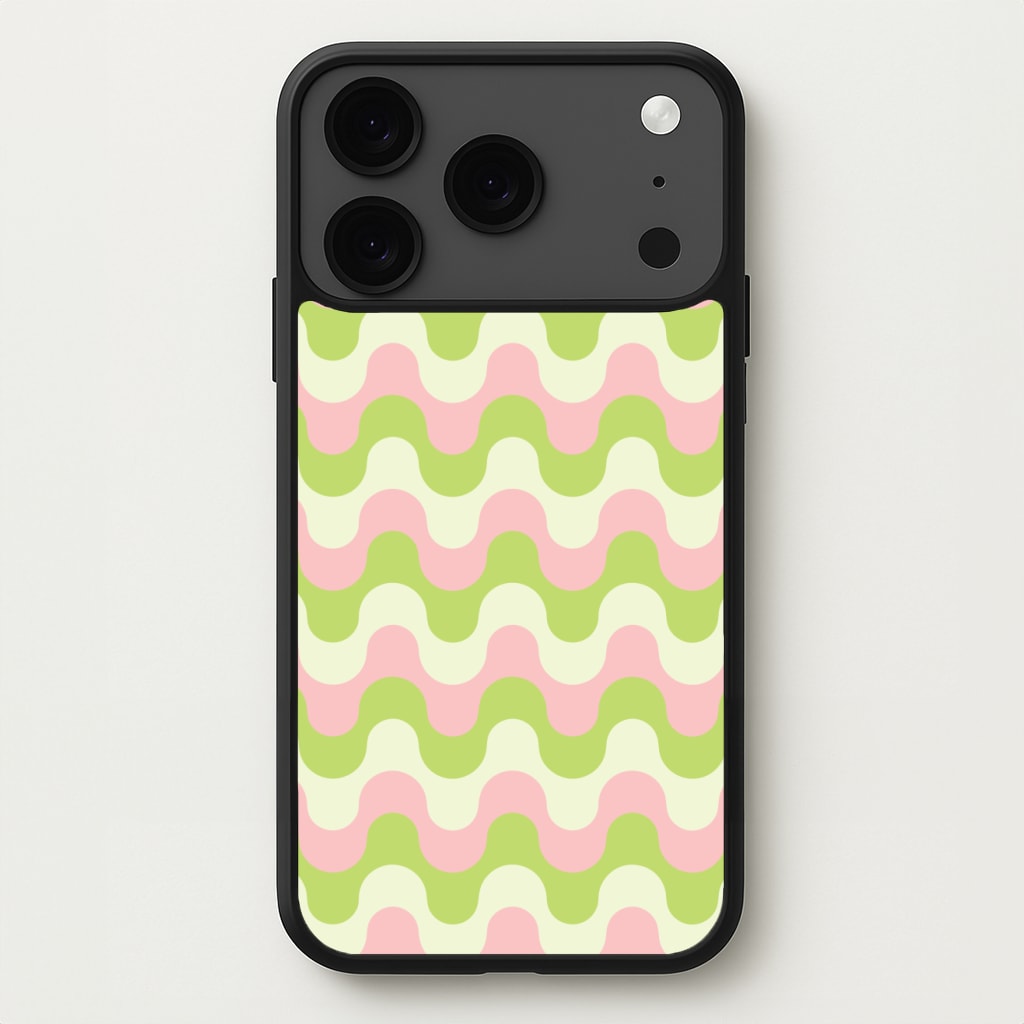 Green And Pink Retro Waves Pattern Phone Case for iPhone 17 Pro Max