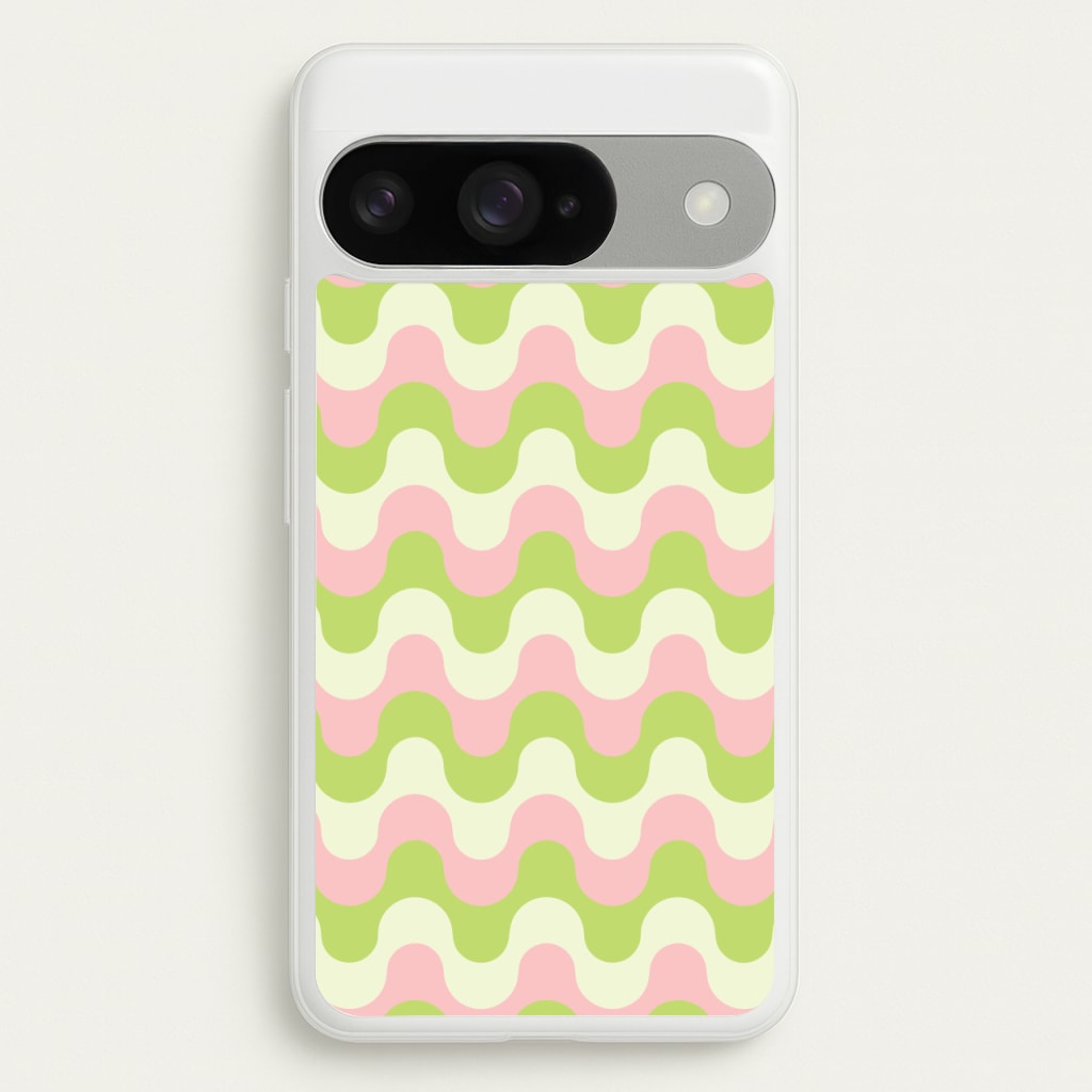 Green And Pink Retro Waves Pattern Phone Case for Google Pixel 10 / 10 Pro