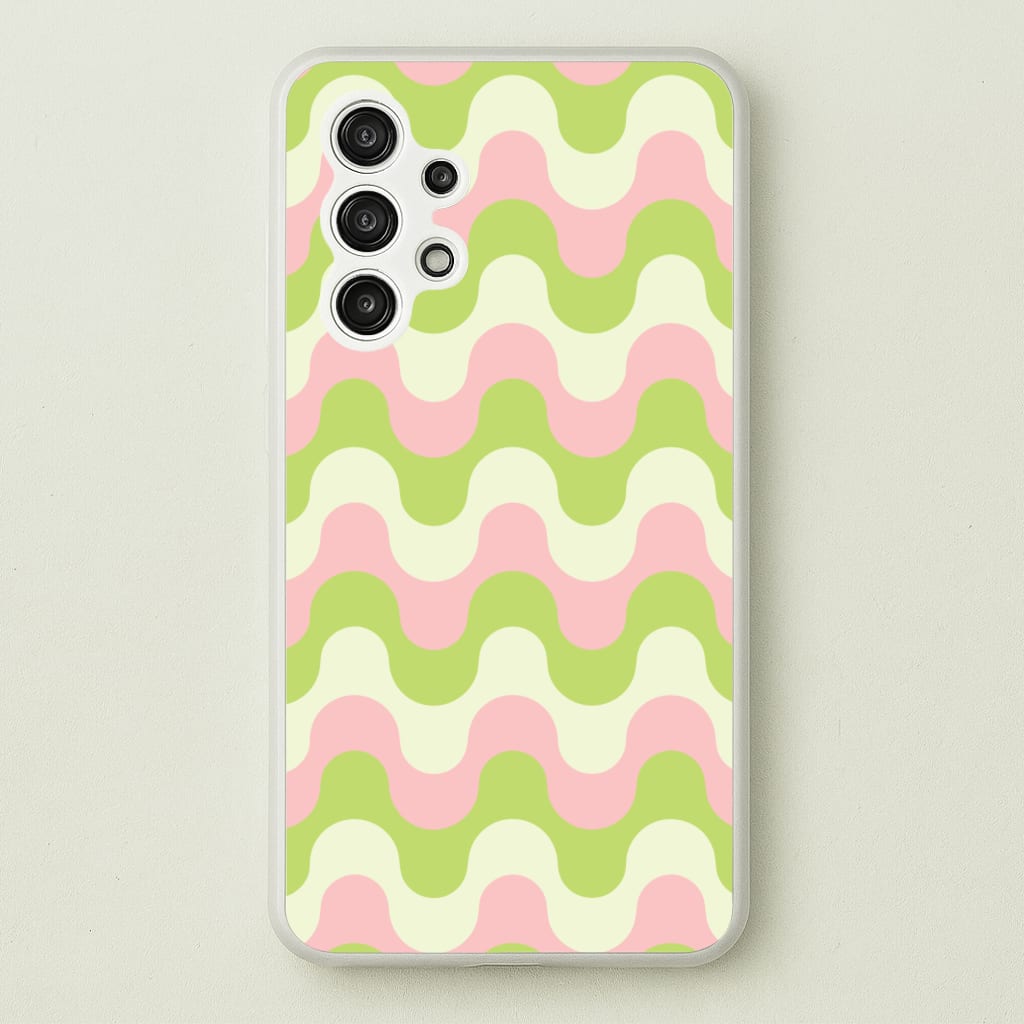 Green And Pink Retro Waves Pattern - Abstract Patterns Phone Case for Galaxy A13