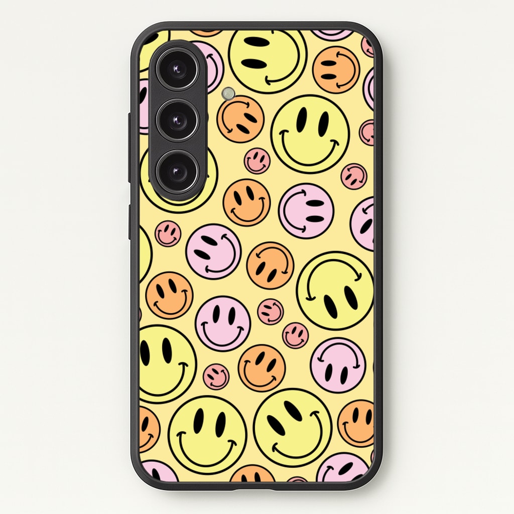 Retro Smileys Pattern - Abstract Patterns Phone Case for Galaxy S24