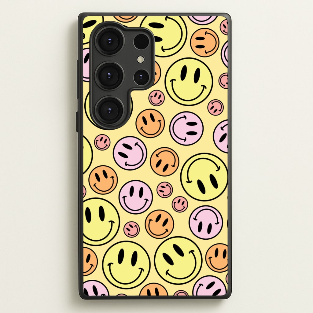 Retro Smileys Pattern - Abstract Patterns Phone Case for Galaxy S25 Ultra