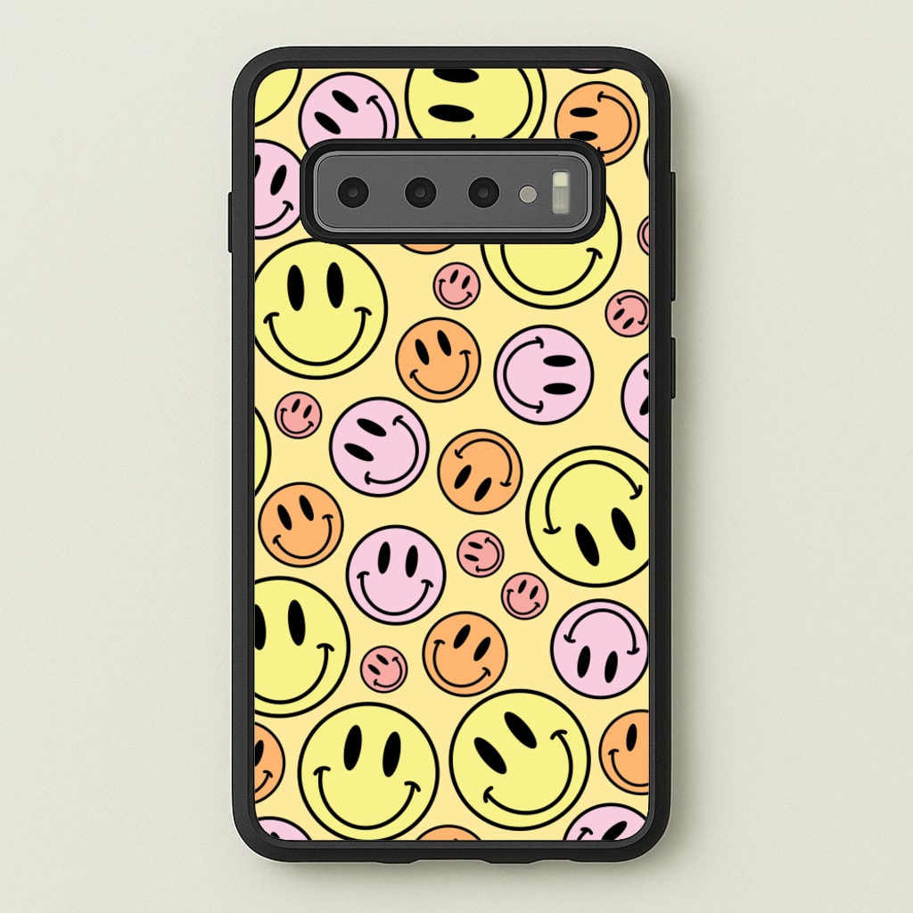 Retro Smileys Pattern - Abstract Patterns Phone Case for Galaxy S10 Plus