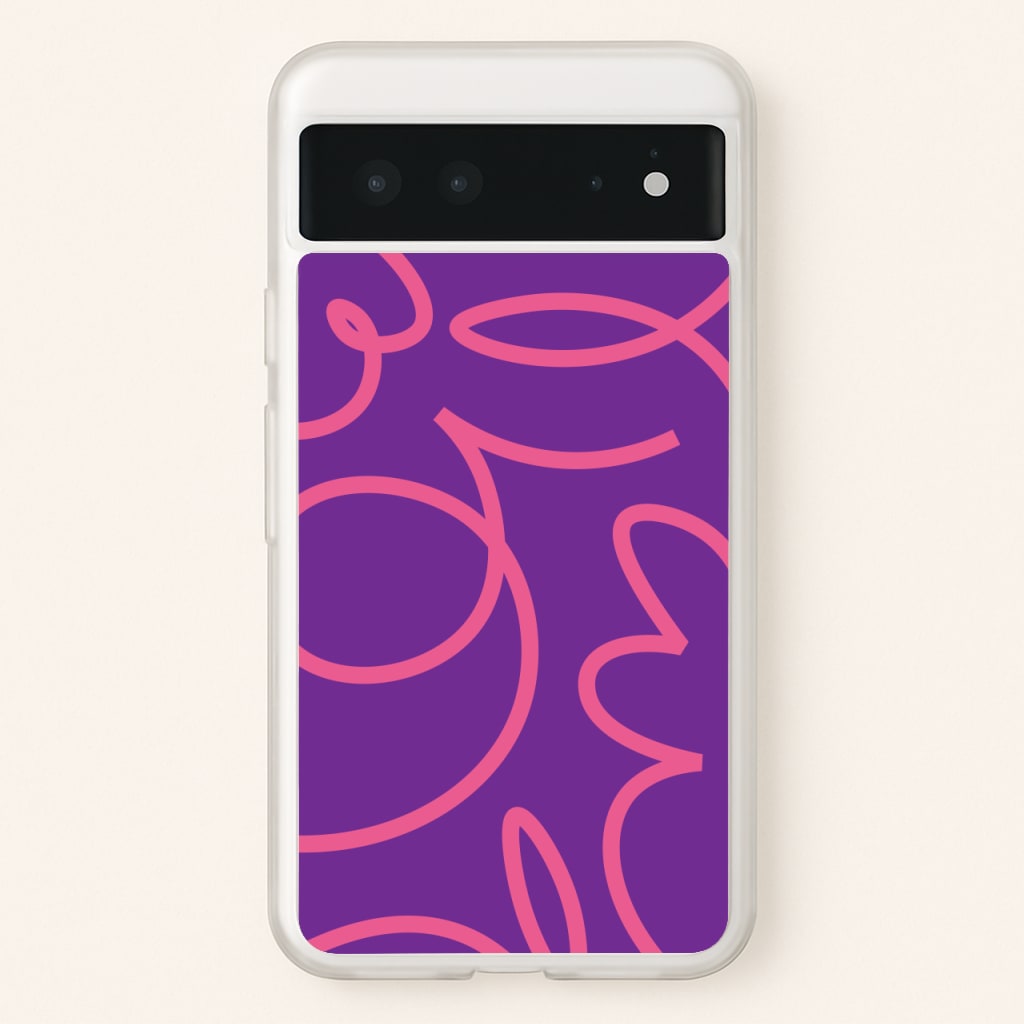 Pink Squiggles Abstract Pattern - Abstract Patterns Phone Case for Google Pixel 6