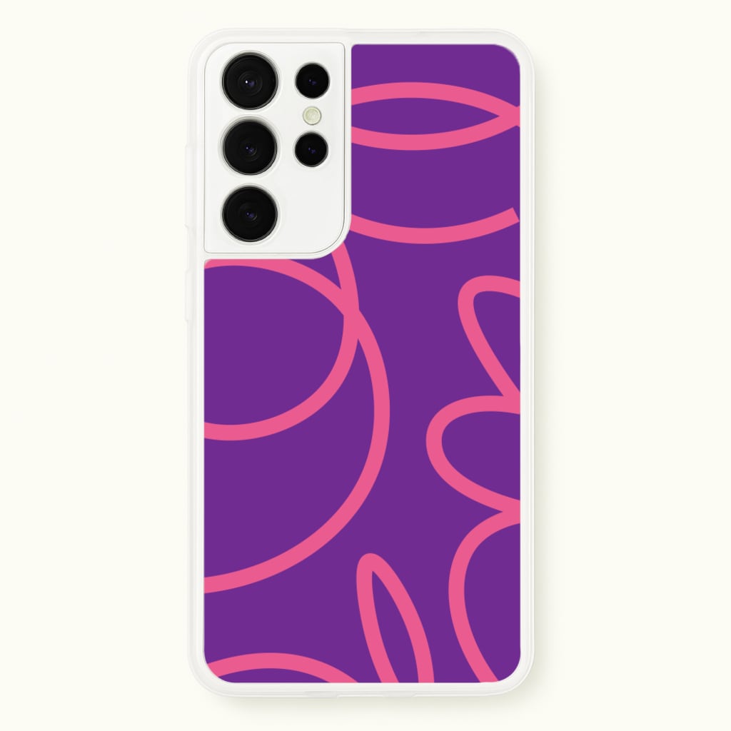 Pink Squiggles Abstract Pattern - Abstract Patterns Phone Case for Galaxy S21 Ultra