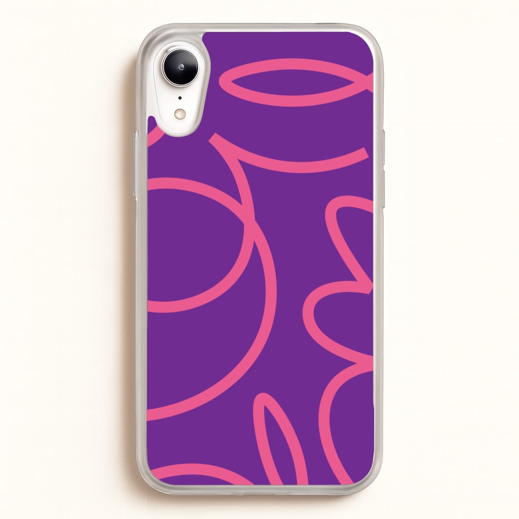 Pink Squiggles Abstract Pattern - Abstract Patterns Phone Case for iPhone XR