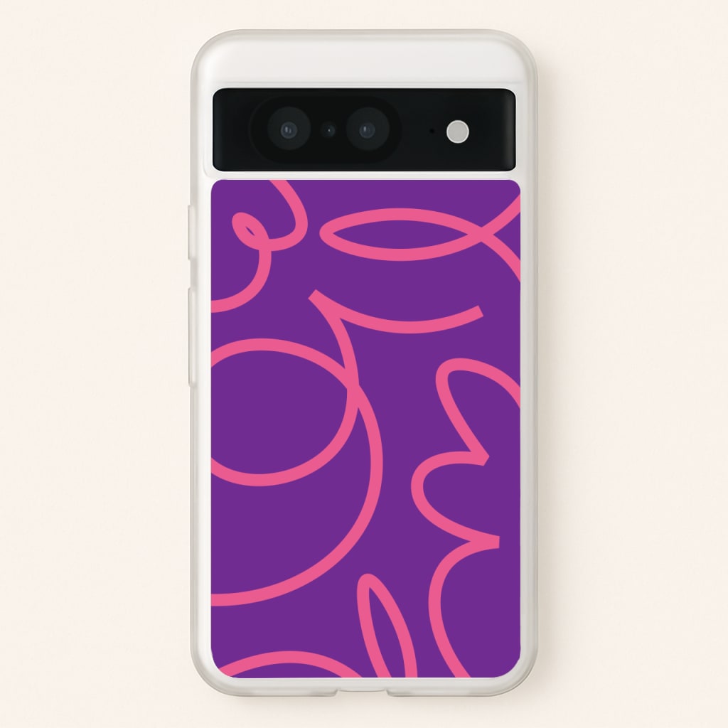 Pink Squiggles Abstract Pattern - Abstract Patterns Phone Case for Google Pixel 8