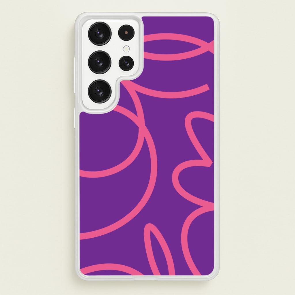 Pink Squiggles Abstract Pattern - Abstract Patterns Phone Case for Galaxy S23 Ultra