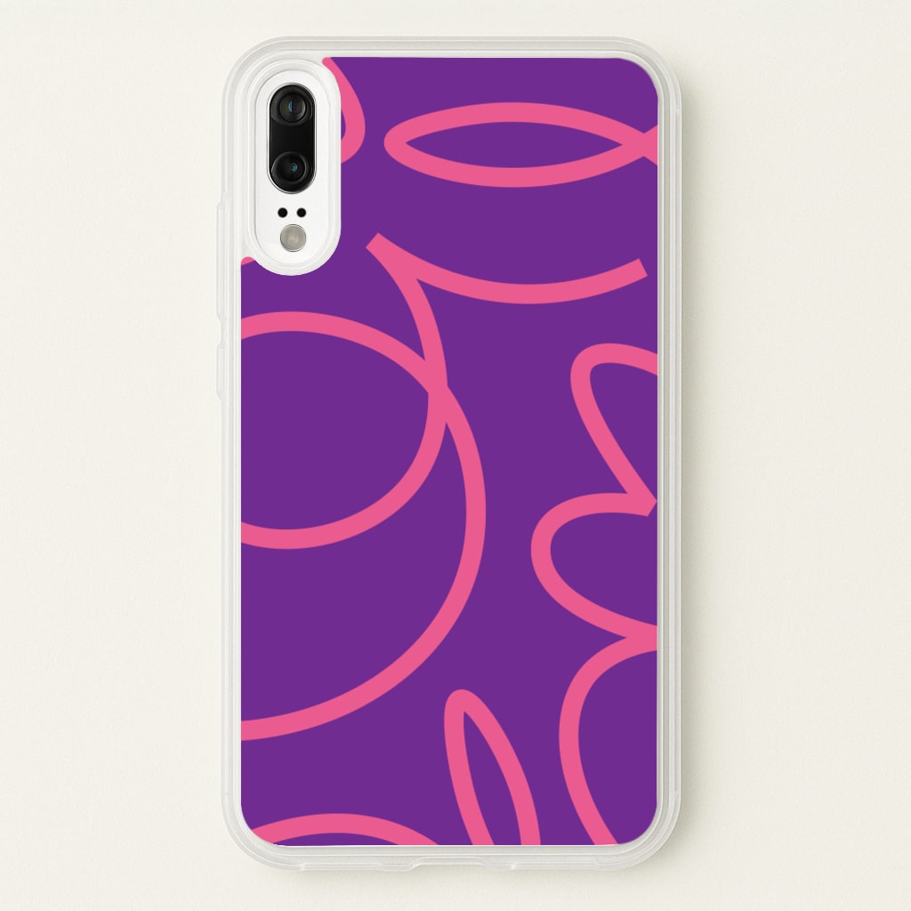 Pink Squiggles Abstract Pattern - Abstract Patterns Phone Case for Huawei P20
