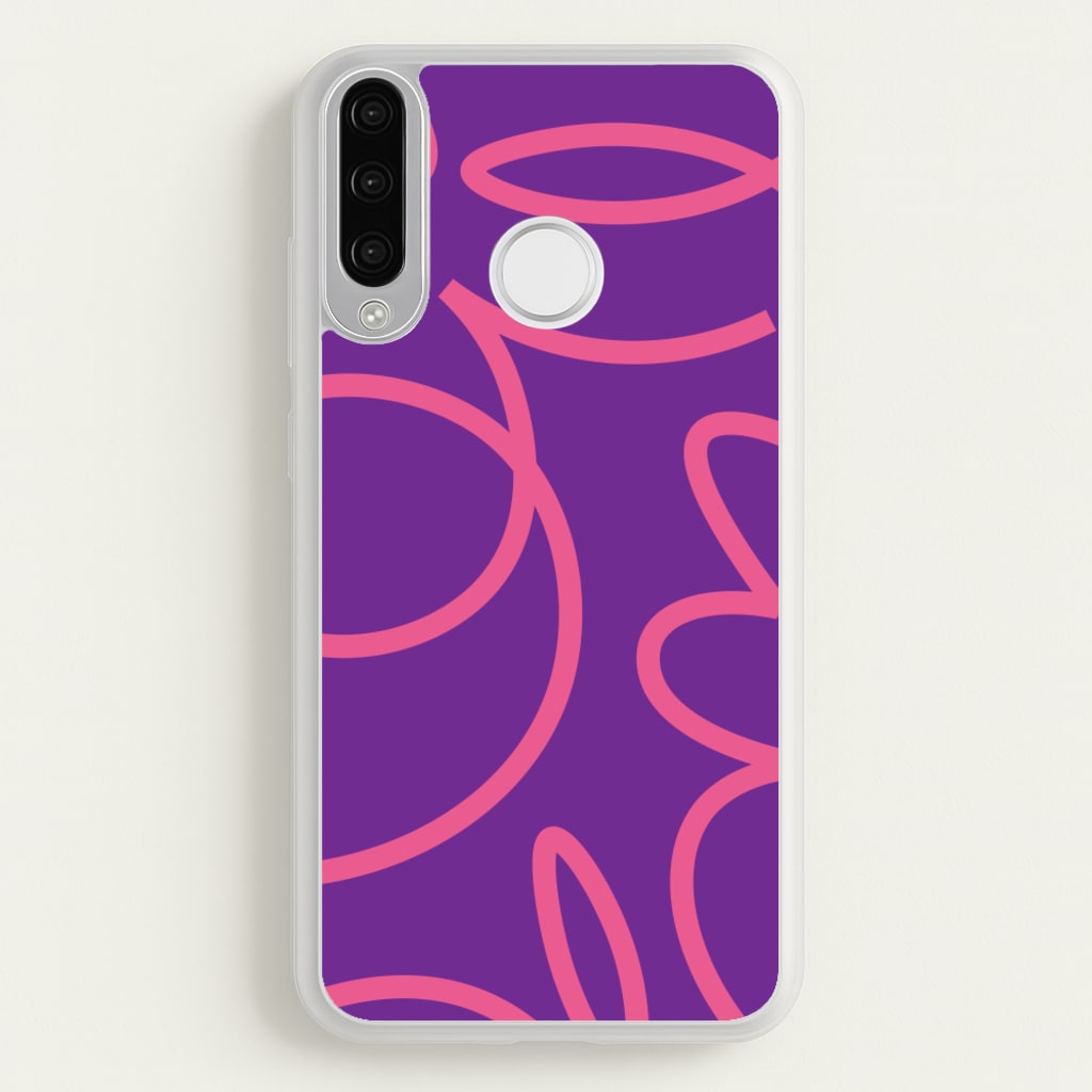 Pink Squiggles Abstract Pattern - Abstract Patterns Phone Case for Huawei P30 Lite