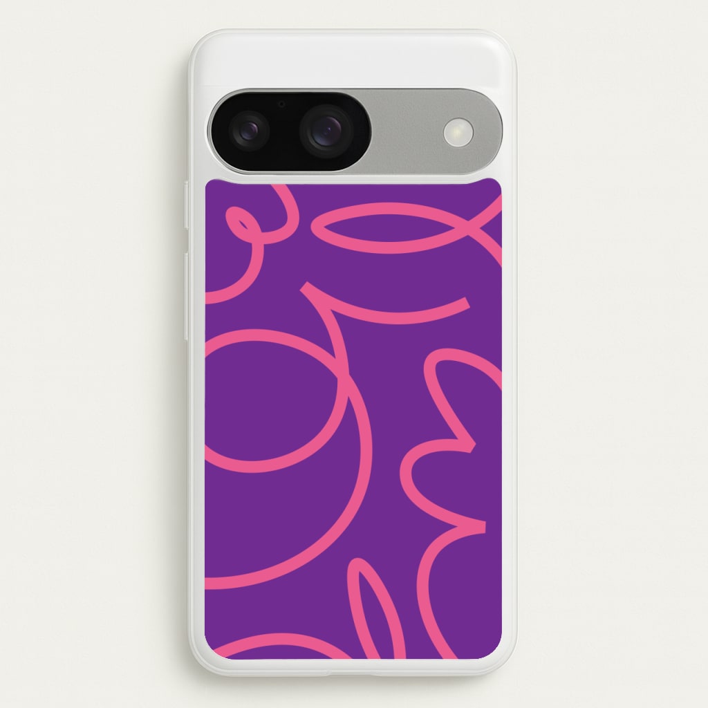 Pink Squiggles Abstract Pattern - Abstract Patterns Phone Case for Google Pixel 9 / 9 Pro