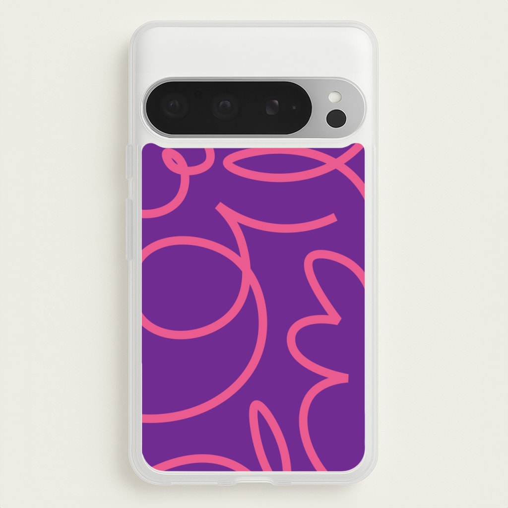 Pink Squiggles Abstract Pattern - Abstract Patterns Phone Case for Google Pixel 9 Pro XL