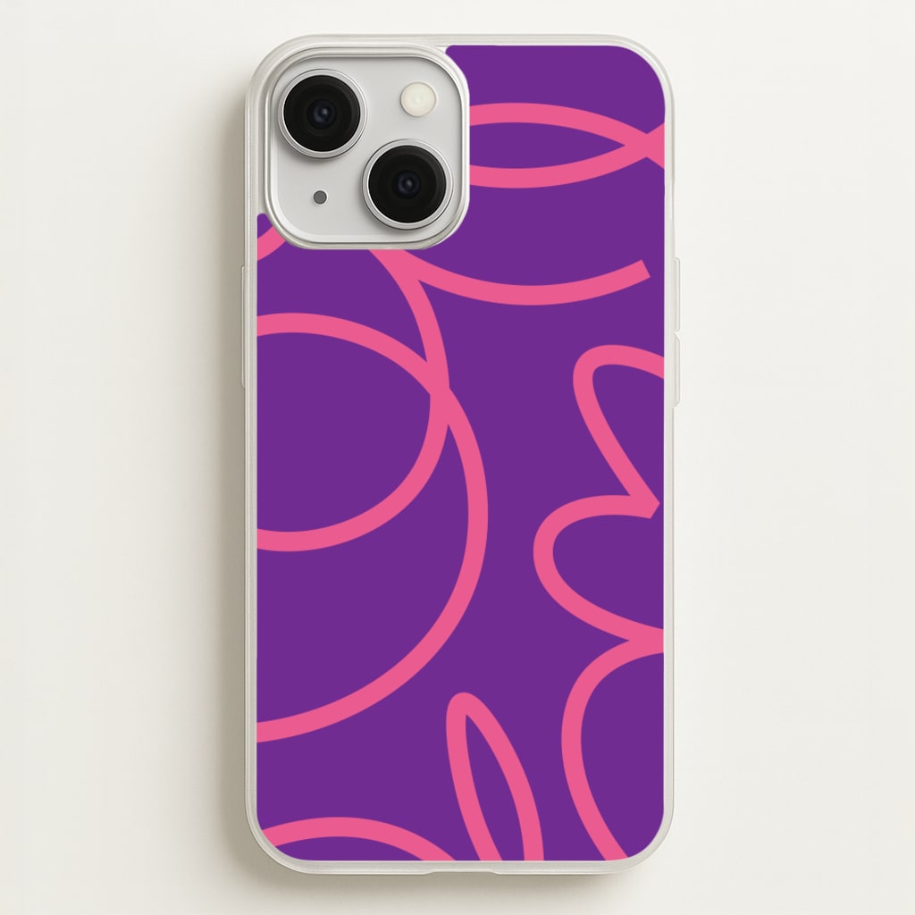Pink Squiggles Abstract Pattern - Abstract Patterns Phone Case for iPhone 13