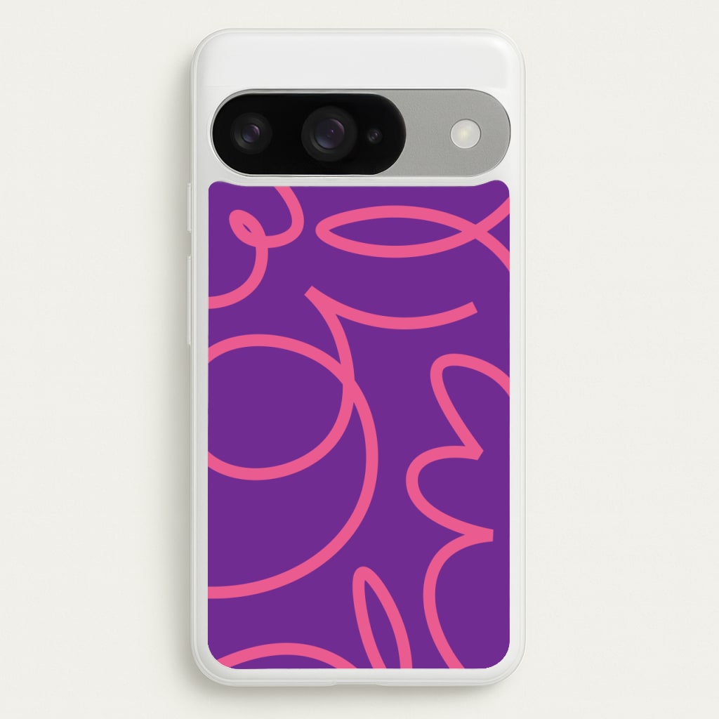 Pink Squiggles Abstract Pattern Phone Case for Google Pixel 10 / 10 Pro