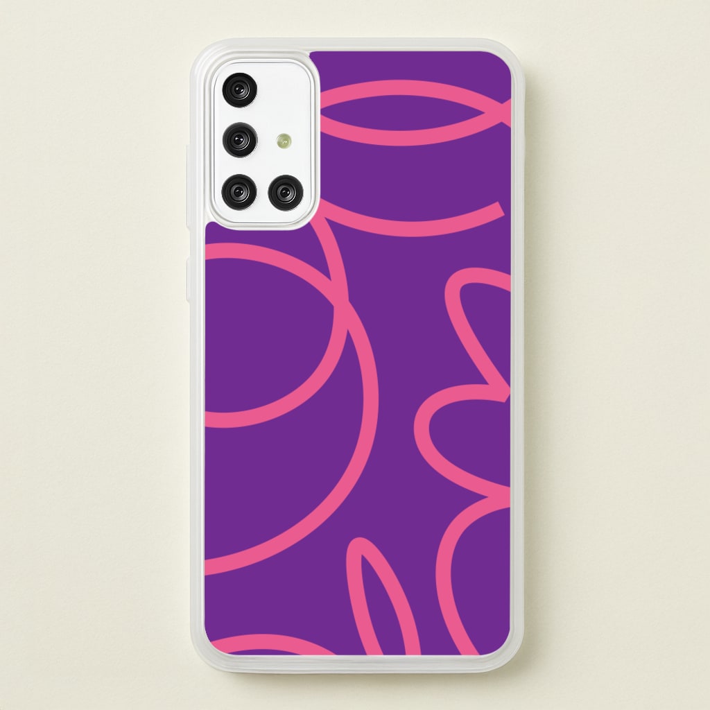Pink Squiggles Abstract Pattern - Abstract Patterns Phone Case for Galaxy A71