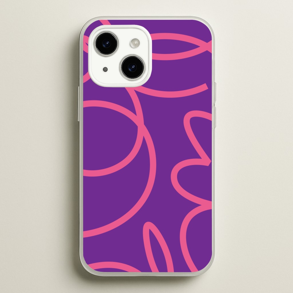 Pink Squiggles Abstract Pattern - Abstract Patterns Phone Case for iPhone 14