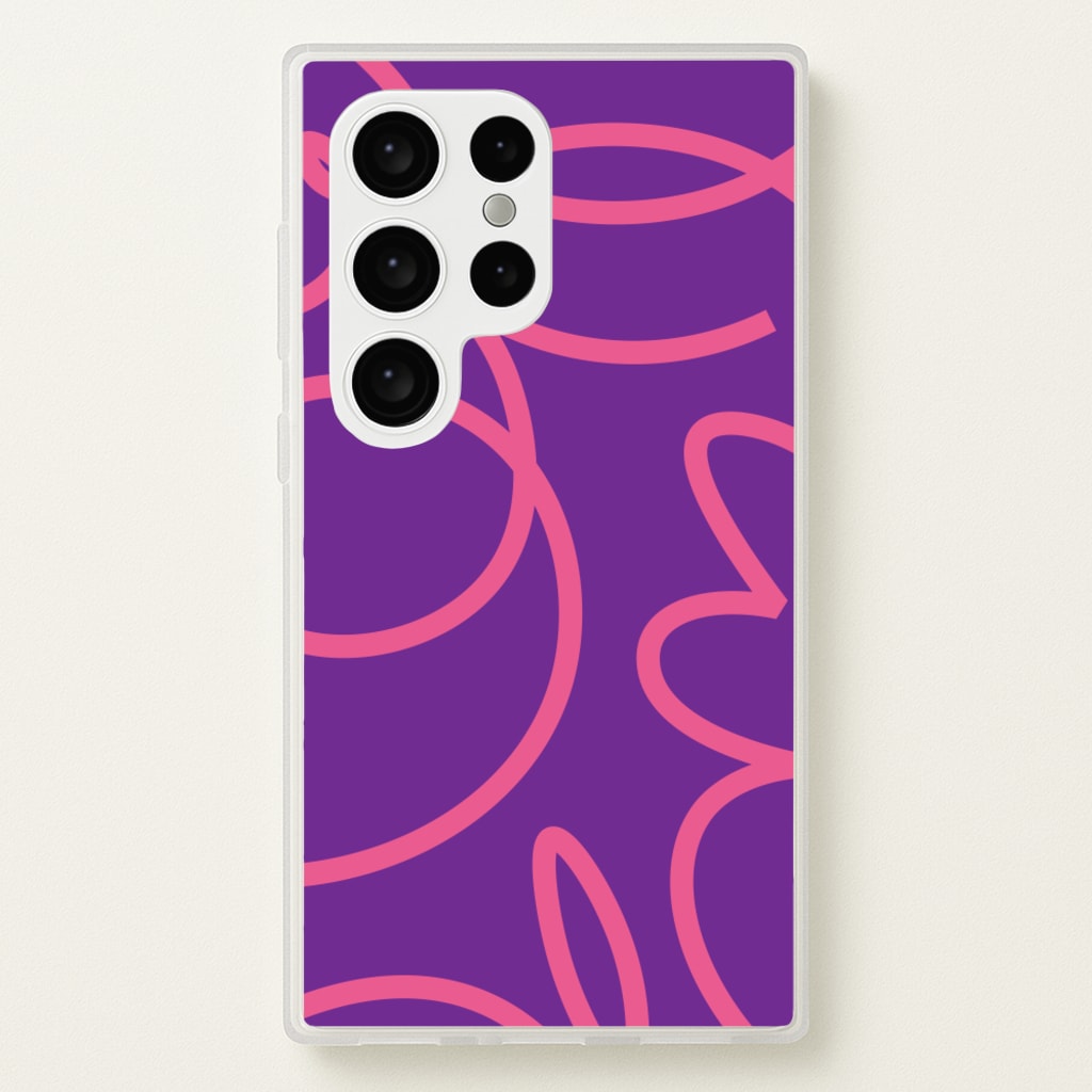 Pink Squiggles Abstract Pattern - Abstract Patterns Phone Case for Galaxy S24 Ultra