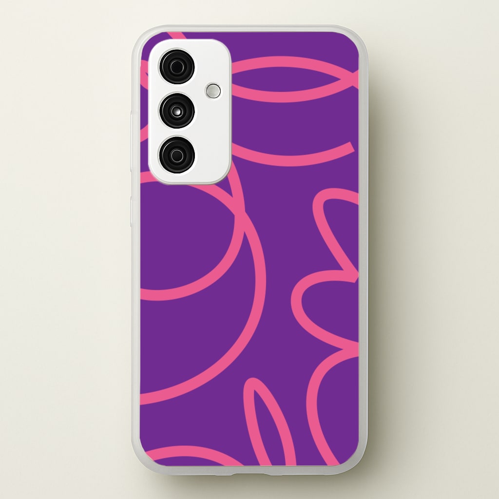 Pink Squiggles Abstract Pattern - Abstract Patterns Phone Case for Galaxy A55