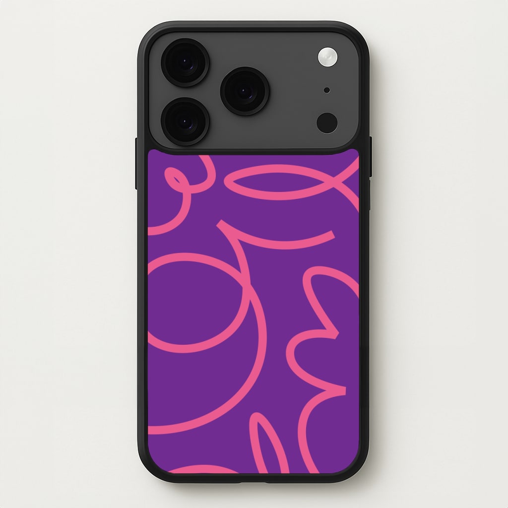 Pink Squiggles Abstract Pattern Phone Case for iPhone 17 Pro Max