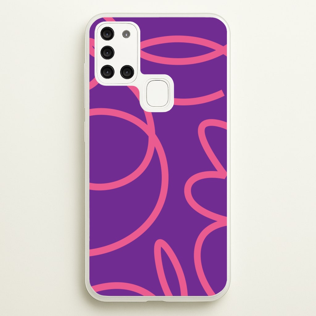 Pink Squiggles Abstract Pattern - Abstract Patterns Phone Case for Galaxy A21s
