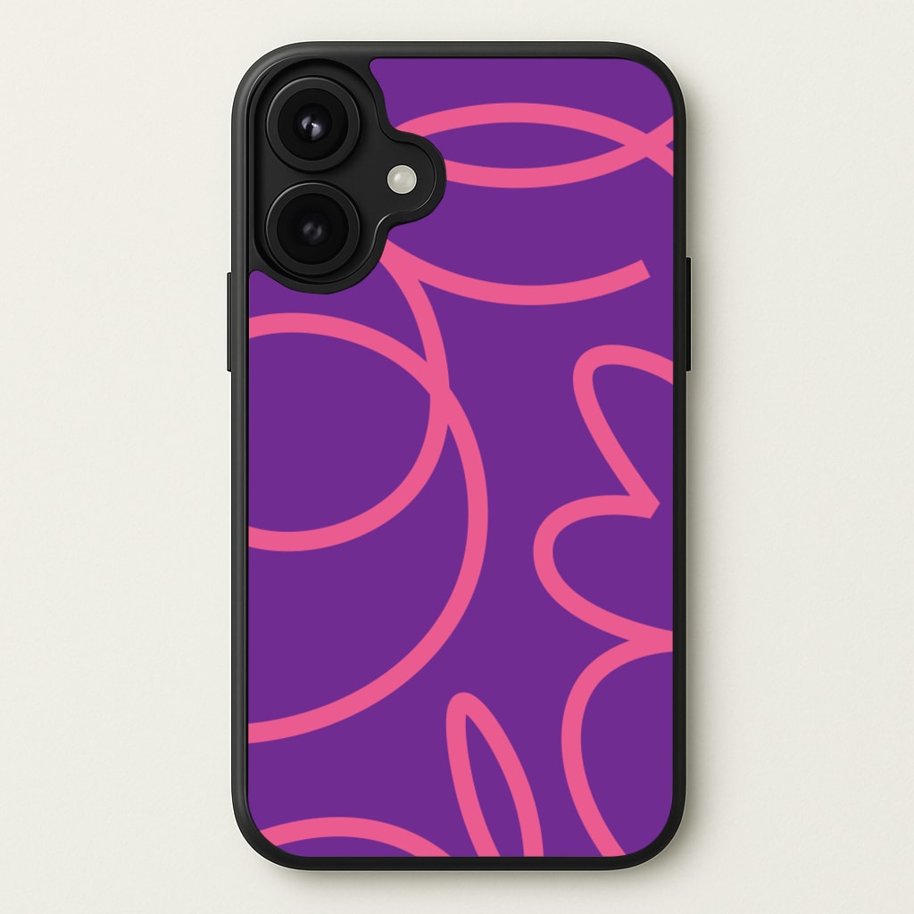 Pink Squiggles Abstract Pattern Phone Case for iPhone 17