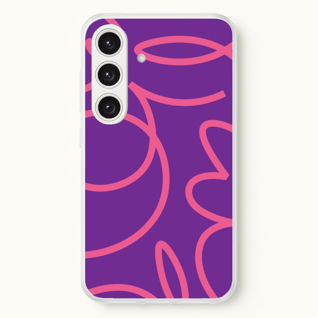 Pink Squiggles Abstract Pattern - Abstract Patterns Phone Case for Galaxy S25