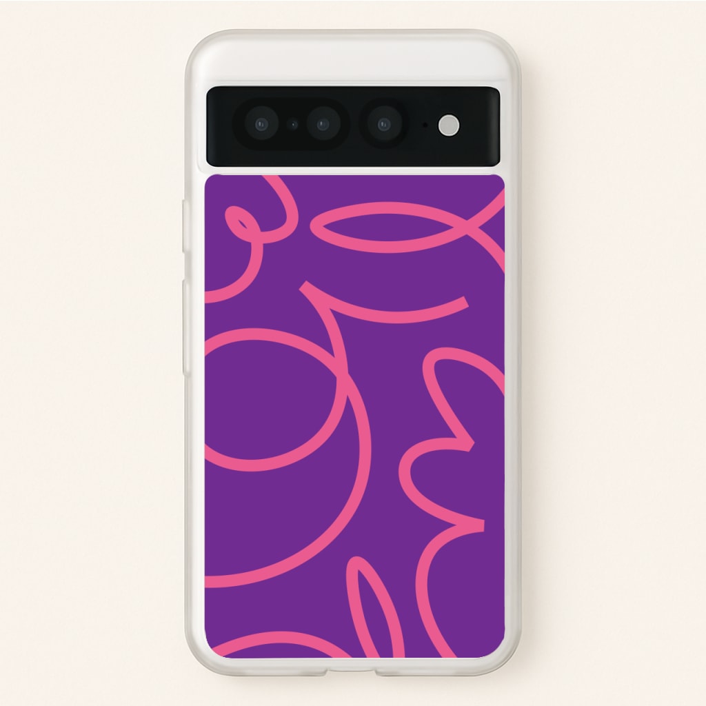 Pink Squiggles Abstract Pattern - Abstract Patterns Phone Case for Google Pixel 7 Pro