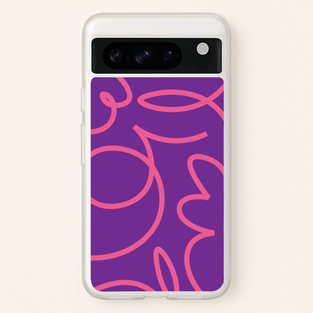 Pink Squiggles Abstract Pattern - Abstract Patterns Phone Case for Google Pixel 8 Pro