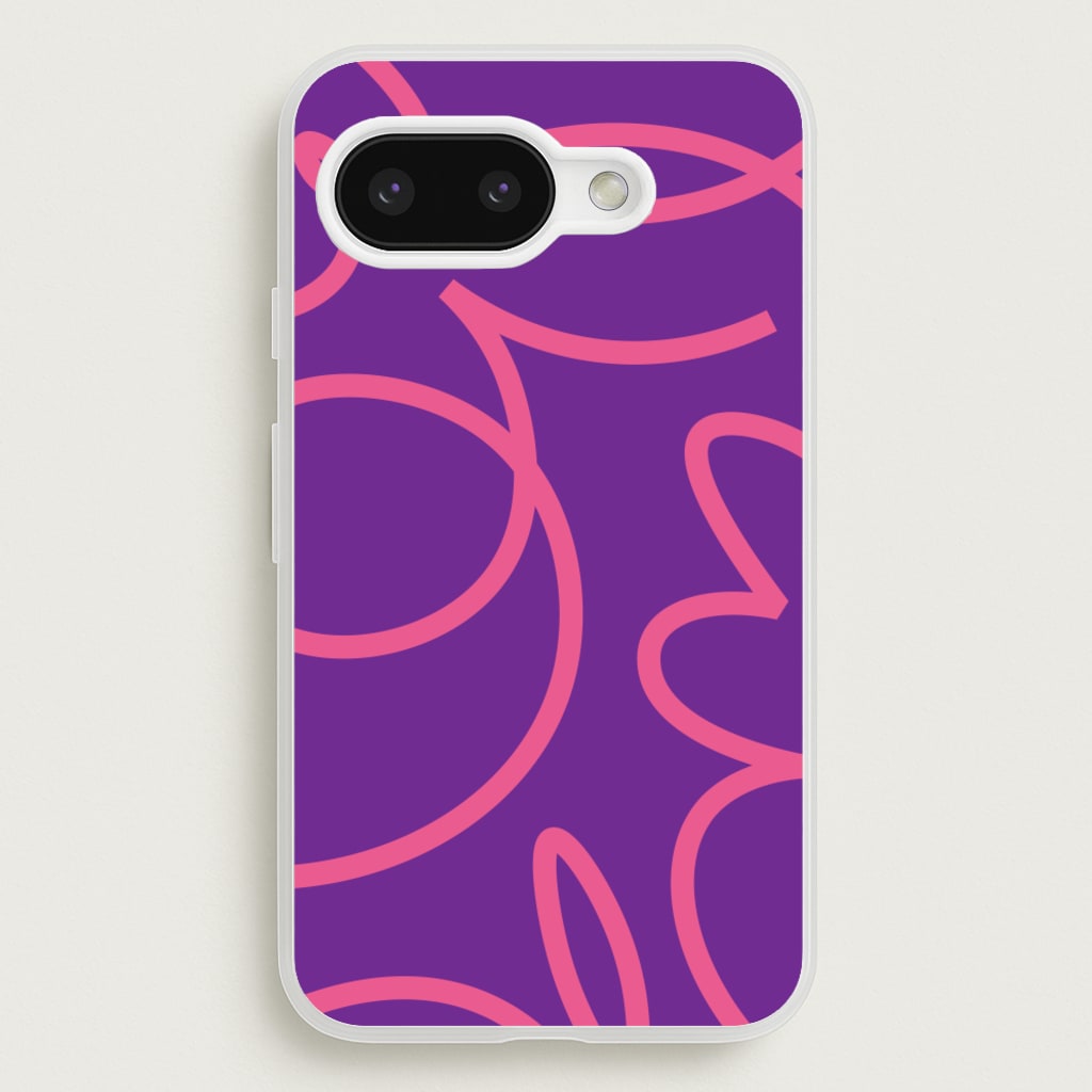 Pink Squiggles Abstract Pattern - Abstract Patterns Phone Case for Google Pixel 9a
