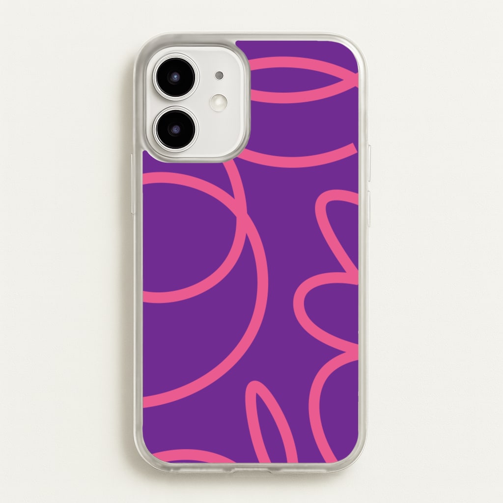 Pink Squiggles Abstract Pattern - Abstract Patterns Phone Case for iPhone 12 / 12 Pro