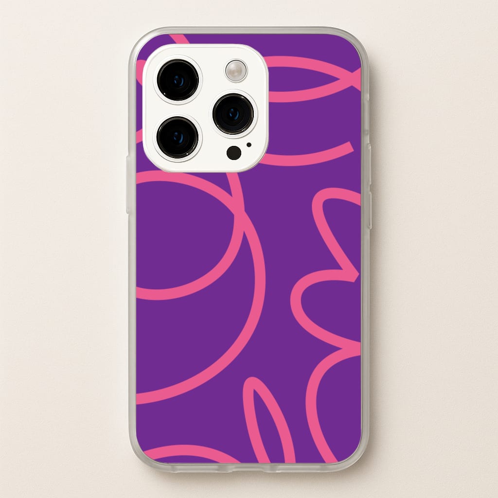 Pink Squiggles Abstract Pattern - Abstract Patterns Phone Case for iPhone 15 Pro