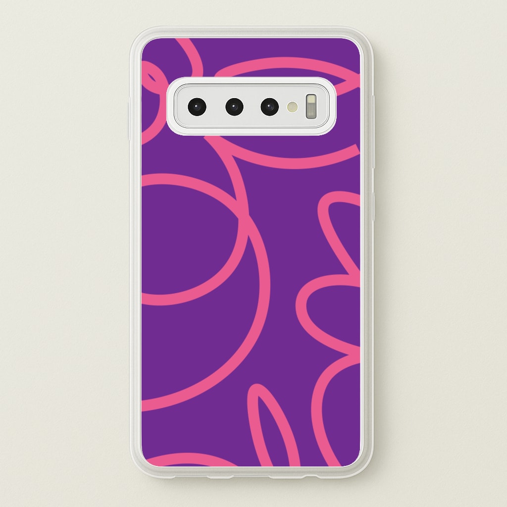 Pink Squiggles Abstract Pattern - Abstract Patterns Phone Case for Galaxy S10 Plus