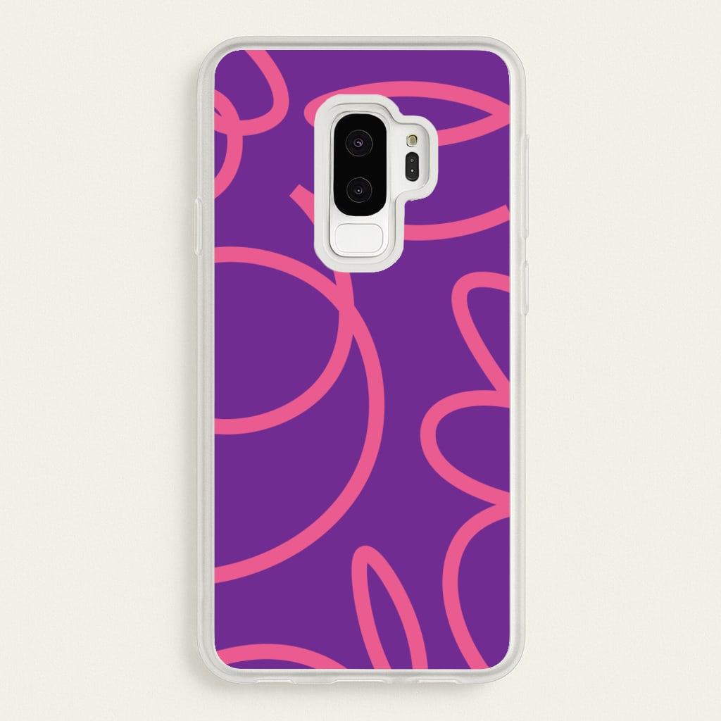 Pink Squiggles Abstract Pattern - Abstract Patterns Phone Case for Galaxy S9 Plus