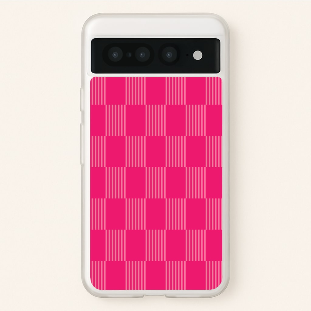 Neon Pink Checkered Abstract Pattern - Abstract Patterns Phone Case for Google Pixel 7 Pro