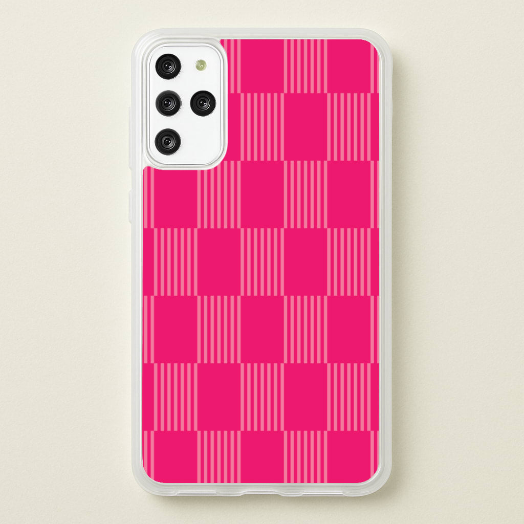 Neon Pink Checkered Abstract Pattern - Abstract Patterns Phone Case for Galaxy S20 Plus